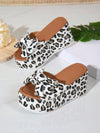 2024 Trendy White Leopard Bow Platform Wedge Sandals for Women