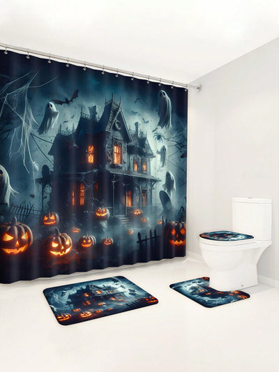 Spooky and Stylish: Halloween Ghost Themed Shower Curtain Set