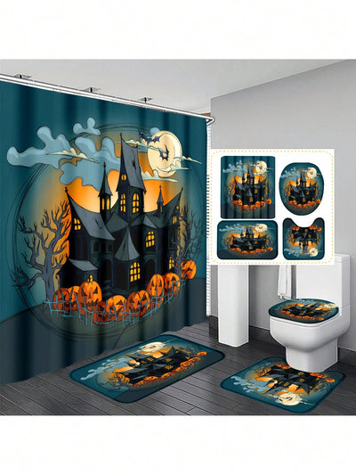 Spooky and Stylish: Halloween Ghost Themed Shower Curtain Set