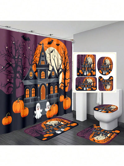 Spooky and Stylish: Halloween Ghost Themed Shower Curtain Set