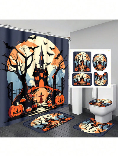 Spooky and Stylish: Halloween Ghost Themed Shower Curtain Set