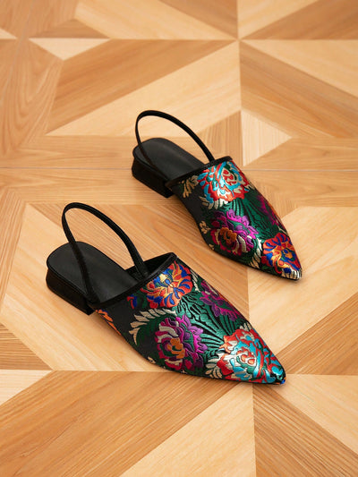 Chic Embroidered Pointed Toe Mules - Perfect for Spring and Summer