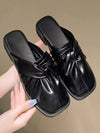 Chic and Trendy Bow Knot Square Toe Mule Shoes in Versatile Black for Outings