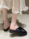 Chic and Trendy Bow Knot Square Toe Mule Shoes in Versatile Black for Outings