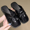 Chic and Trendy Bow Knot Square Toe Mule Shoes in Versatile Black for Outings