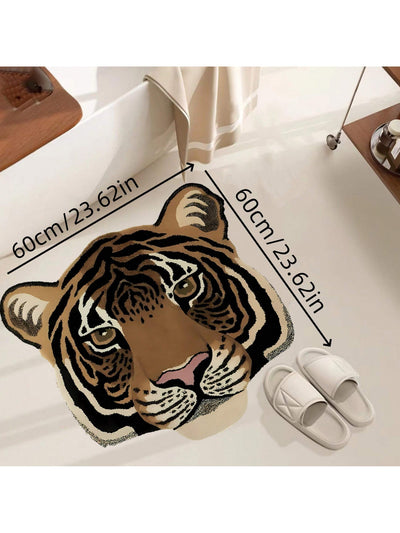 Cozy Safari: Plush Animal-Shaped Anti-Slip Floor Mat - Leopard & Tiger Design