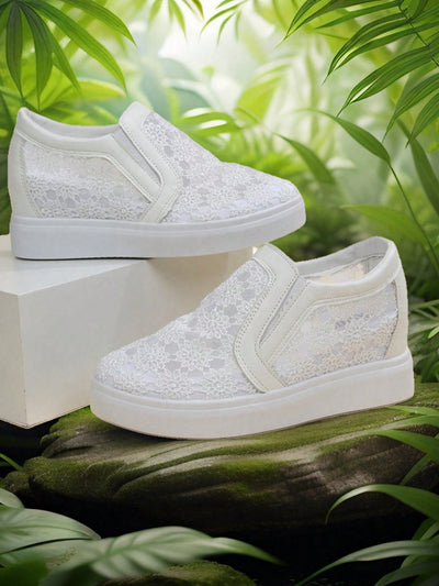 Summer Blooms: Floral Embroidery Mesh Casual Platform Sneakers