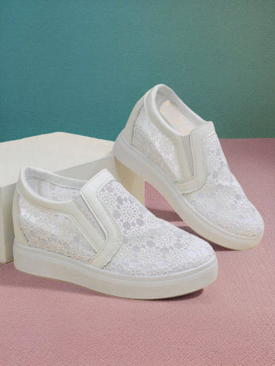 Summer Blooms: Floral Embroidery Mesh Casual Platform Sneakers