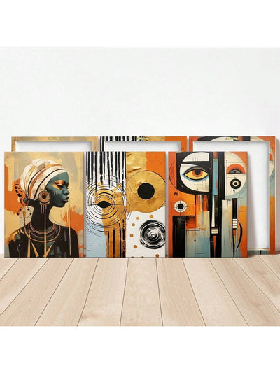 Modern African Bohemian Canvas Art Set - 3 Unframed Abstract Prints for Stylish Home & Office Decor