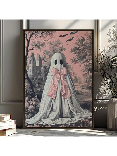 Spooky Chic: Lolita Ghost Halloween Fashion Canvas Poster for Stylish Home Decor