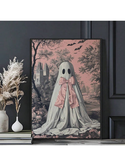 Spooky Chic: Lolita Ghost Halloween Fashion Canvas Poster for Stylish Home Decor