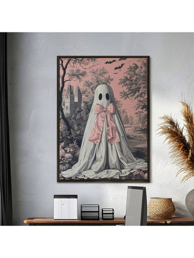 Spooky Chic: Lolita Ghost Halloween Fashion Canvas Poster for Stylish Home Decor