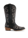 Outsole view of Stylish Women's Mid-Calf Cowgirl Boots with Chunky Heel and Embroidery for Festivals and Parties for punk motorcycle boot styling