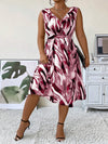 Effortless Elegance: Plus Size Belted V-Neck Sleeveless Summer Dress