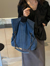 Chic Canvas Shoulder Bag with Chain Handle - Elegant Solid Color Design for Women