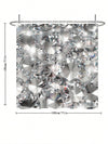 Modern Art Style Silver Shower Curtain: Waterproof Polyester with Crystal Design - Includes 12 Hooks - 71x71in