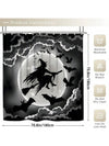 Halloween Haunt Bathroom Decor Set: Witch Broomstick, Moon & Bat Shower Curtain