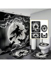 Halloween Haunt Bathroom Decor Set: Witch Broomstick, Moon & Bat Shower Curtain