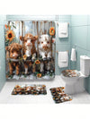 Moo-ve over boring bathroom decor - Introducing the Highland Cow Hammock Pattern Bathroom Curtain Set