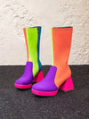 Stylish Autumn-Winter Colorblock Platform Boots with Chunky Heel for Women