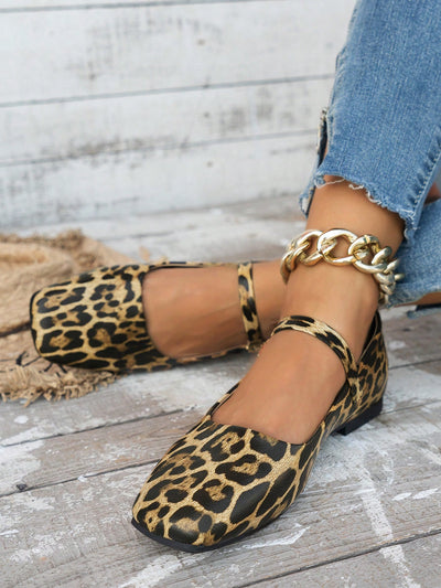 Stylish Suede Brown Leopard Print Ballet Flats with Charming Bow Detail