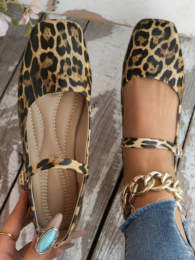 Stylish Suede Brown Leopard Print Ballet Flats with Charming Bow Detail