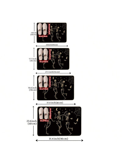 Skull Dancing Halloween Party Doormat: Modern, Minimalist, & Non-Slip
