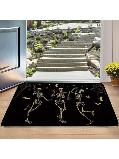 Skull Dancing Halloween Party Doormat: Modern, Minimalist, & Non-Slip