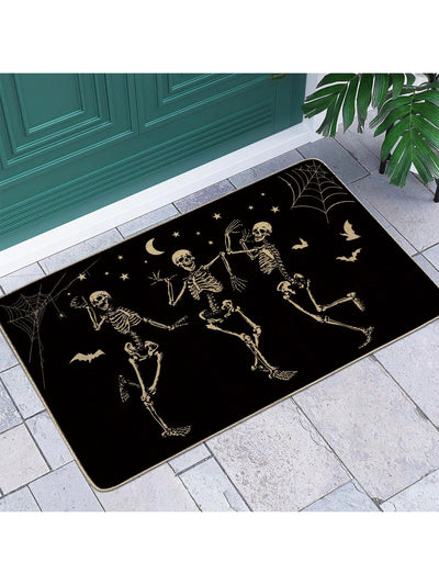 Skull Dancing Halloween Party Doormat: Modern, Minimalist, & Non-Slip