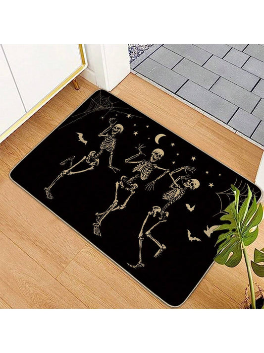 Skull Dancing Halloween Party Doormat: Modern, Minimalist, & Non-Slip