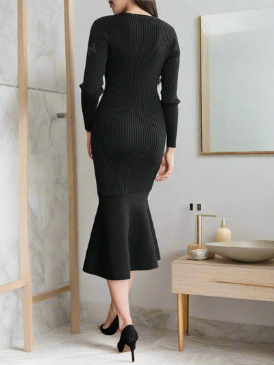 Elegant Fishtail Button Sweater Dress: The Perfect Spring/Autumn Wardrobe Addition