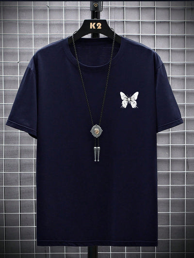 Men's Butterfly adn Slogan Graphic Tee - A Stylish Statement Piece