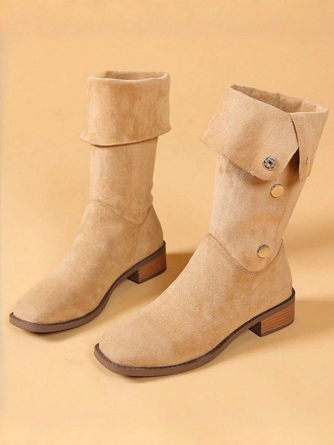 These Chic and Stylish Apricot Knee High Boots are designed to not only make a fashion statement, but also have a slimming effect on the legs. Made with high quality materials, these boots provide both style and comfort. Perfect for any fashion-forward individual looking for a sleek and flattering look.