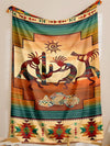 Vintage Kokopelli Flannel Throw Blanket: Versatile Cozy Gift for Any Occasion