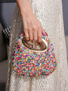 Chic Colorful Rhinestone Mini Evening Bag – Asymmetrical Handbag for Parties & Events