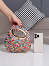 Chic Colorful Rhinestone Mini Evening Bag – Asymmetrical Handbag for Parties & Events