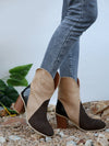 Chic Plus-Size Color Block Mid-Calf Chunky High Heel Boots for Bold Fashion Statements