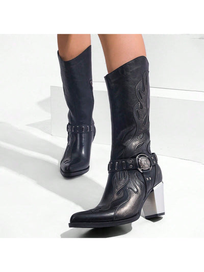 European High-End Personality High-Top Boots: Retro Style for Women