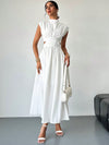 Effortlessly Chic Hollow Pocket Midi Dress for Everyday Elegance