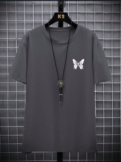 Men's Butterfly adn Slogan Graphic Tee - A Stylish Statement Piece