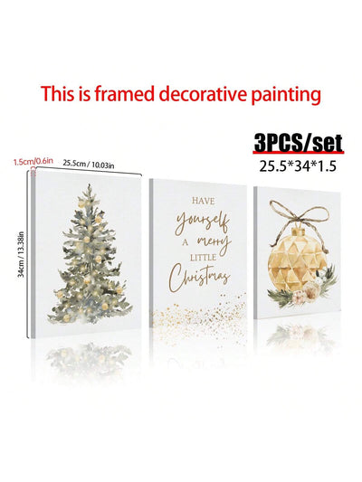 Charming Winter Wonderland: Set of 3 Canvas Prints for Festive Home Decor