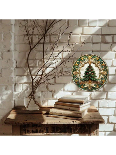 Festive Charm: Merry Christmas Tree Metal Sign for Home & Decor