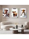 Funny Scottish Highland Cow Bathroom Canvas Poster Set: Whimsical Wall Art for Animal Lovers