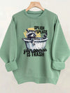 Charming Casual Raccoon Slogan Graphic Sweatshirt for Autumn