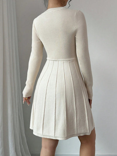 Solid Color Bodycon Sweater Dress with Flared Hem - Effortless Everyday Elegance