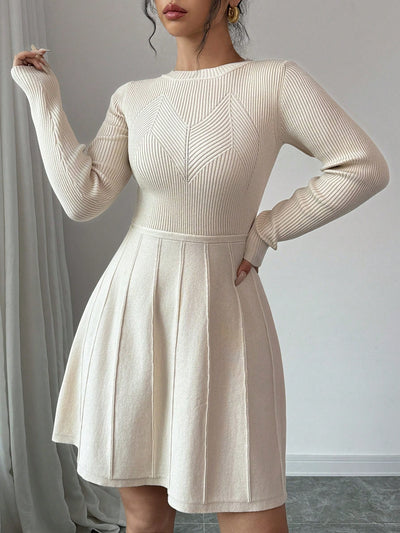 Solid Color Bodycon Sweater Dress with Flared Hem - Effortless Everyday Elegance