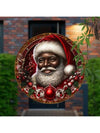 Rustic Metal Santa Claus Wreath Sign: Funny Christmas Decor for Home and Cafe