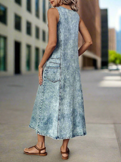 Chic & Casual: Denim Dress for Effortless Vacation Style