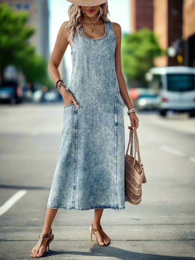 Chic & Casual: Denim Dress for Effortless Vacation Style