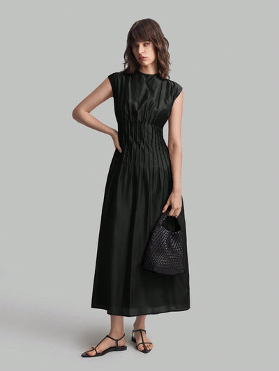 Elegant Summer Pleated Sleeve Dress for Women